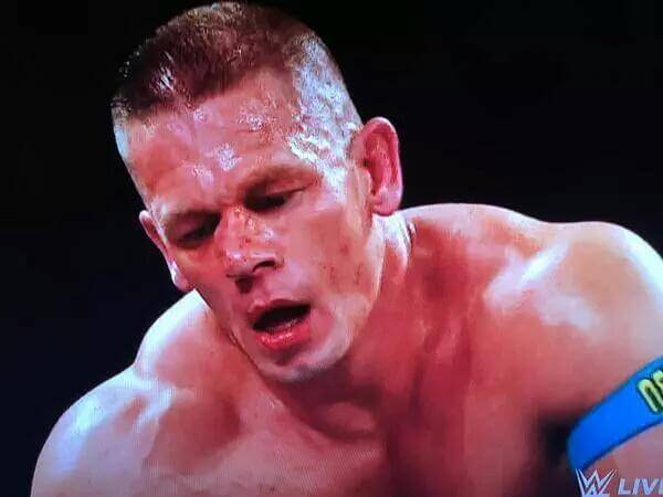 Shattered+Knee John Cena Gets Nose Shattered By Flying Knee On Monday Night Raw ...