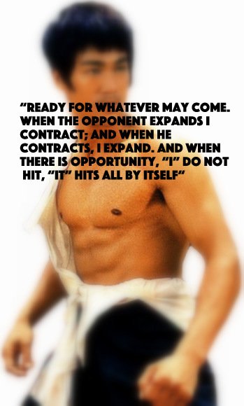 Ready for whatever may come. When the opponent expands, I contract; and when he contracts, I expand. And when there is an opportunity, “I” do not hit, “it” hits all by itself.