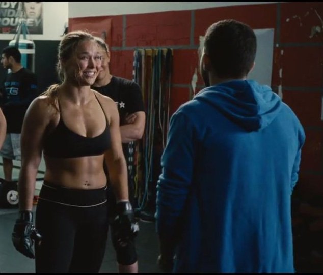 Here is a massive Ronda Rousey proposing a deal to Turtle in the movie Entourage.