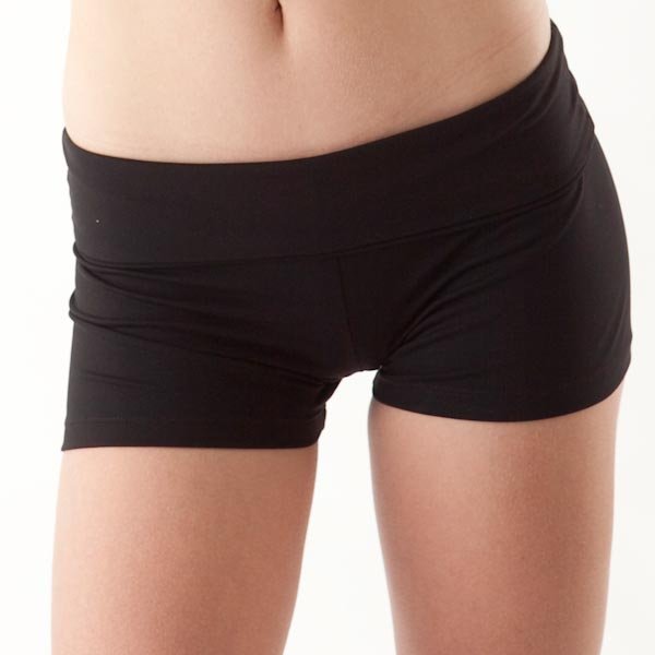 Any form-fitting black shorts will do. These ones are available on mrandmrspose.com.