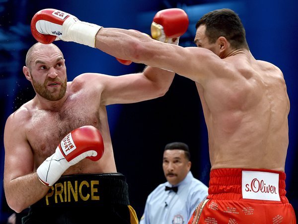 Tyson Fury was able to avoid getting out-clinched by Klitschko, which set up a fairly decisive win. Photo by @IndySport.