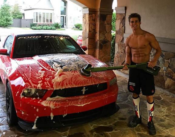 Alas, we won't get any more soapy washdown photos from him with the 'stang...