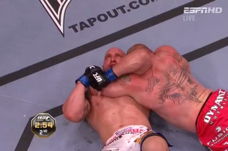 Brock Lesnar showing us what a good arm triangle choke looks like.