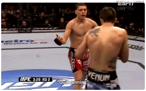 Nick demonstrating the Stockton Slap during his fight with Carlos Condit.