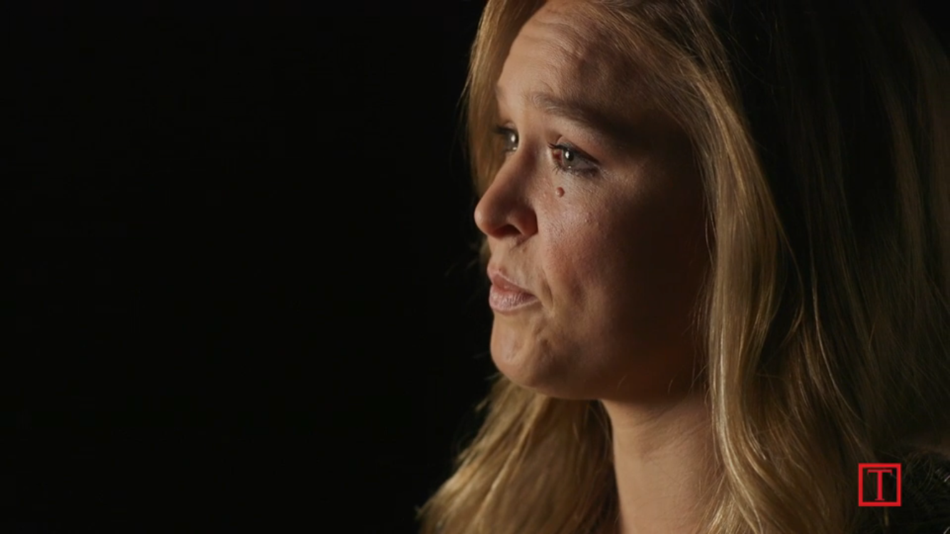 A tearful Ronda Rousey talks about her pain. 