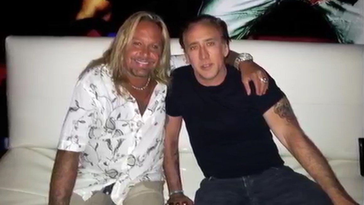 Normally a lot more friendly: Vince Neil and Nicolas Cage