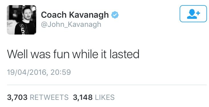 Coach Kavanagh's tweet. 