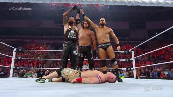 This probably won't end well for Gallows, Anderson and Styles. Screengrab by @WWEUniverse.