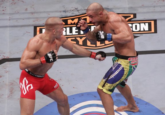 GSP managed to win at UFC 100 with a unanimous decision. Photo by Sherdog.com.