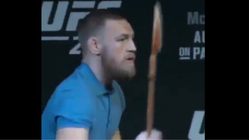 Conor McGregor with a spear. 