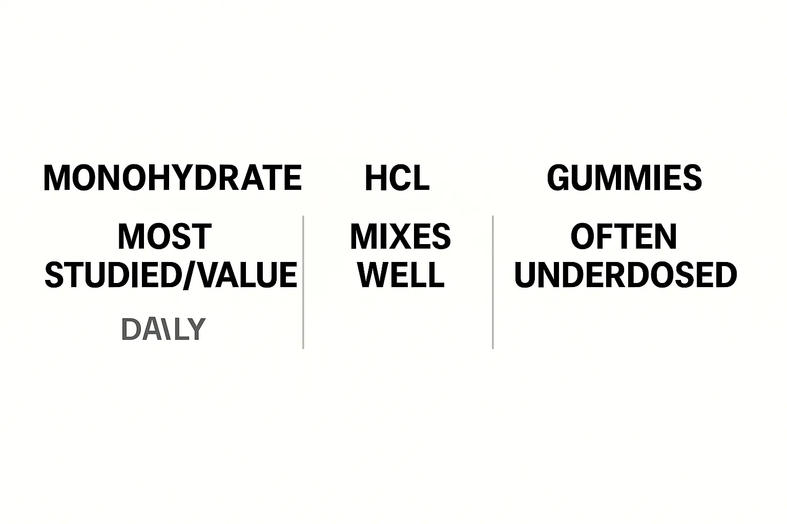 Creatine Types & Formats Creatine types comparison — monohydrate vs HCl vs gummies