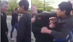 Little kid rearranges bullies face