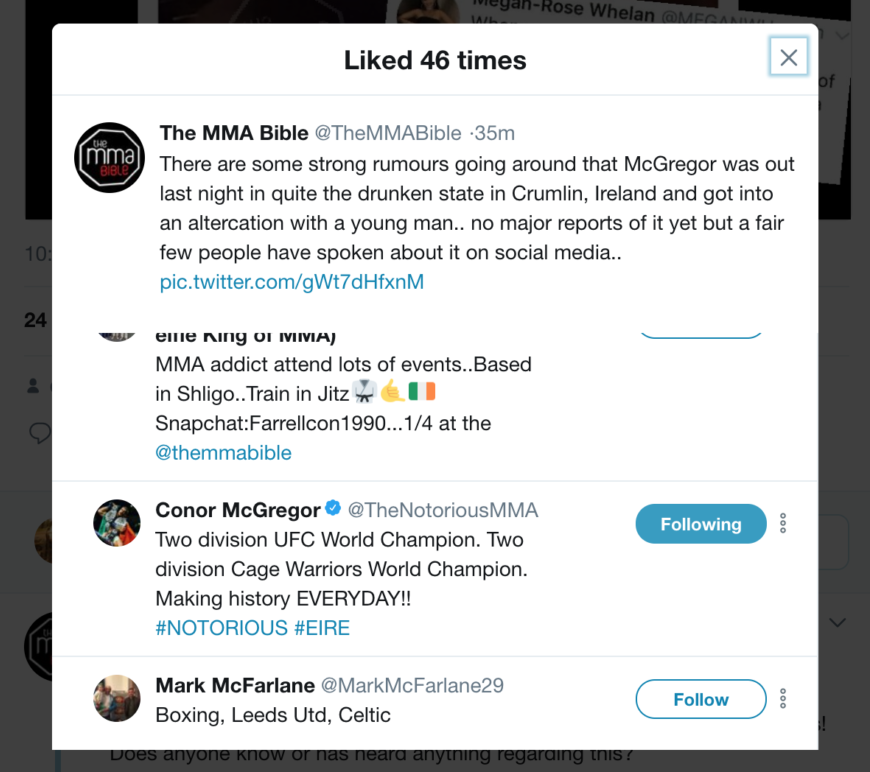 Conor McGregor Tweets about Fight 