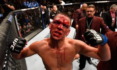 Nate Diaz Celebrates After Conor Submission