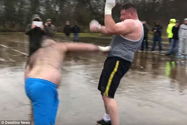 travellers dubbed Bigfoot and Hulk Fight each other