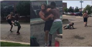 MMA fighter knocks down man