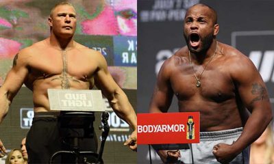 Daniel Cormier and Brock Lesnar at Weigh In