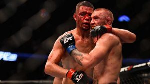Nate Diaz and Conor McGregor Hug
