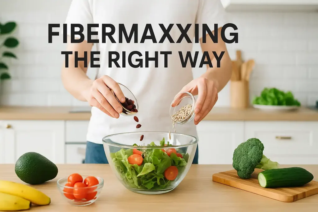Fibermaxxing whole-food fiber sources on a clean background